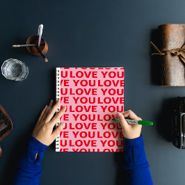 Cuaderno Fancy Romantic Red & Pink Love You Pattern
