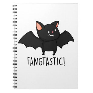 Cuaderno Fangtástico chiste de Halloween de murciélago negr