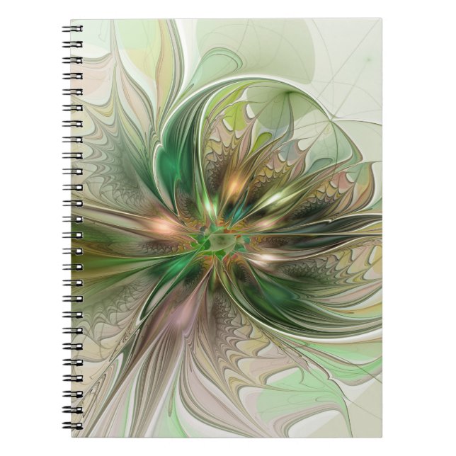 Cuaderno Fantasía abstracta moderna y colorida Flor fractal (Frente)