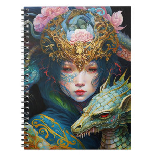 Cuaderno Fantasía Arte Dragón Diosa Reina Bloc de notas