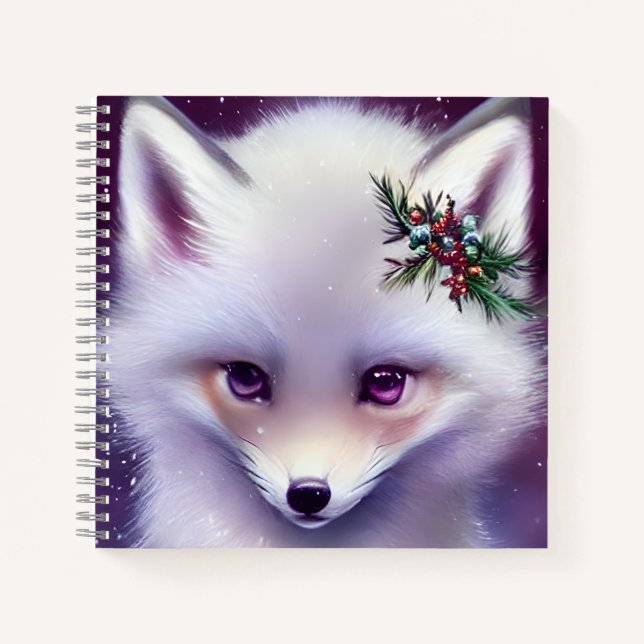 Cuaderno Fantasía Bebé Blanco Fox con los ojos de Lavender (Anverso)