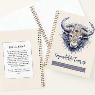 Cuaderno Fantasía celeste Taurus Zodiac Bull Rótulo Cumplea