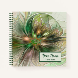 Cuaderno Fantasía colorida Resumen Art Fractal Nombre Flor