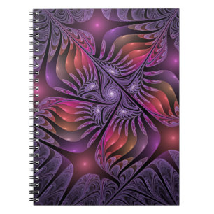 Cuaderno Fantasía colorida Resumen Trippy Purple Fractal