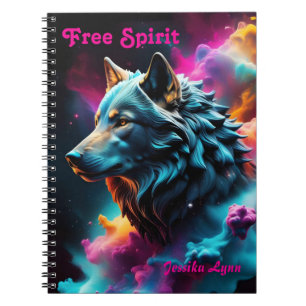 Cuaderno Fantasía cósmica surrealista Wolf Personalizado Re