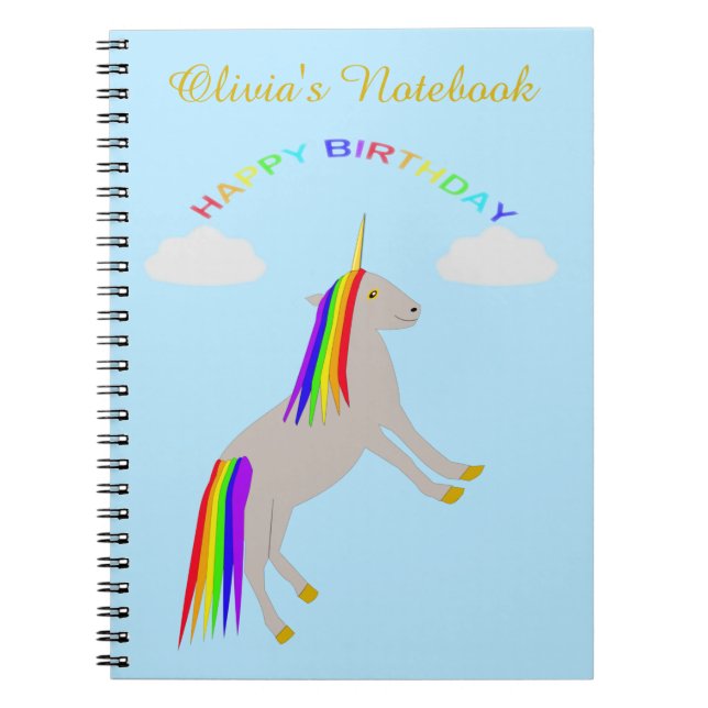 Cuaderno Fantasía cumpleaños Unicornio Personalizado de arc (Frente)