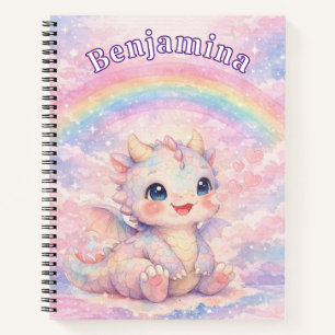 Cuaderno Fantasía de Arcoíris Dragón Corazón Rosa Niña  