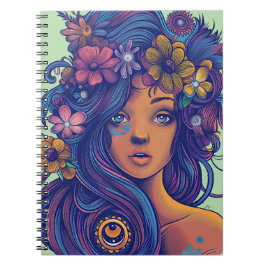 Cuaderno Fantasía de Boho con pelo floral