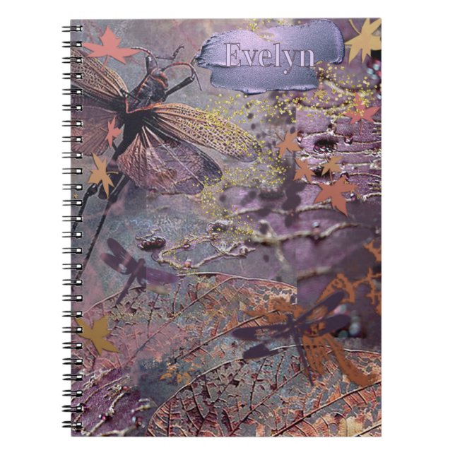 Cuaderno Fantasía de Collage de Otoño Púrpura (Frente)