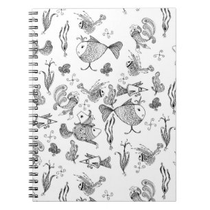 Cuaderno Fantasía de hadas esbozadas pescadillos plantas de