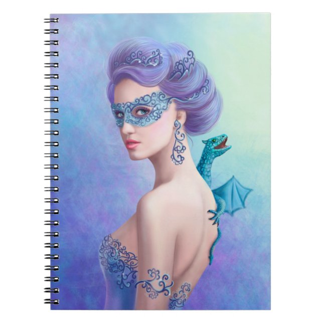 Cuaderno Fantasía de invierno con dragón azul (Frente)