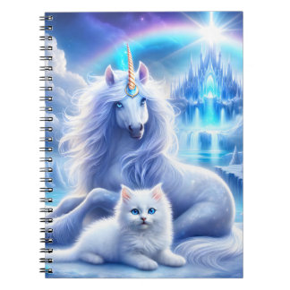 Cuaderno Fantasía de invierno con hermoso unicornio y gatit