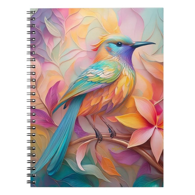 Cuaderno Fantasia de pájaro cantor de garganta violeta (Frente)