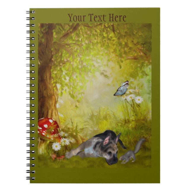 Cuaderno Fantasía de pastor alemán arte de perro (Frente)