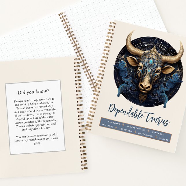 Cuaderno Fantasía de toros celestes Rótulo Taurus Zodiac Cu (Subido por el creador)