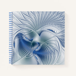 Cuaderno Fantasía dinámica abstracta tonos azules arte frac