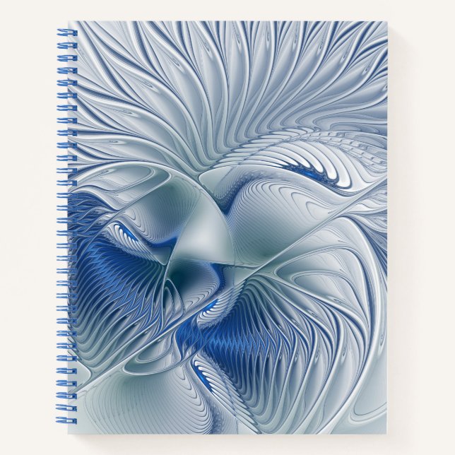 Cuaderno Fantasía dinámica Resumen tonos azules arte fracta (Anverso)