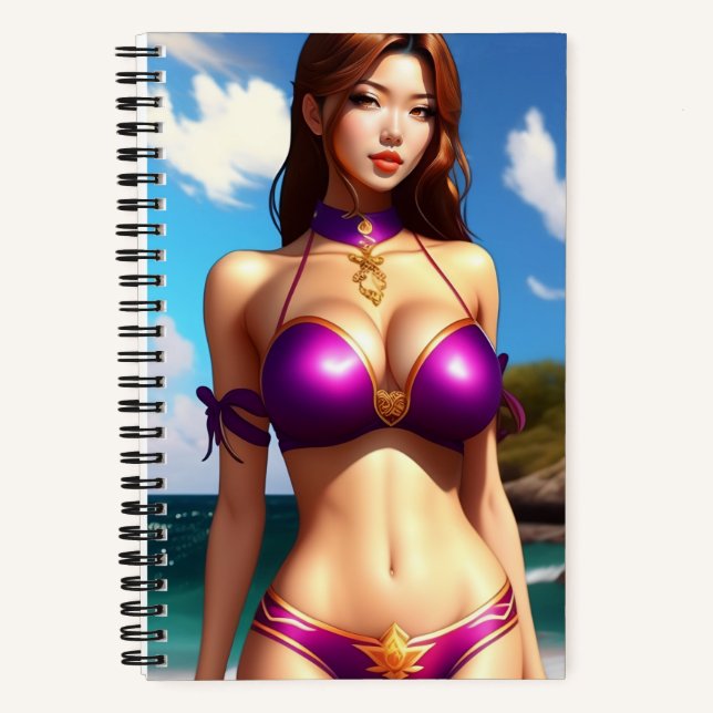 Cuaderno Fantasía en un portátil bikini morado (Anverso)