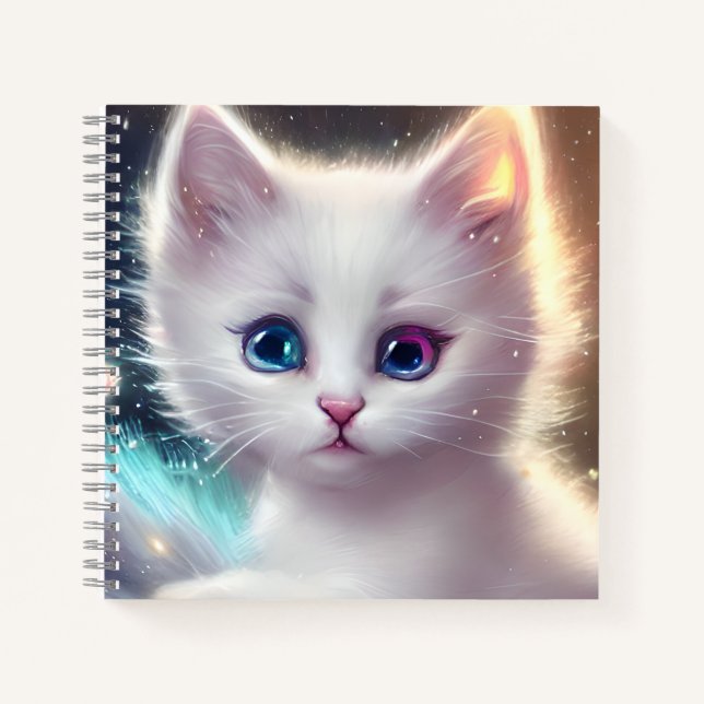 Cuaderno Fantasía Fluffy White Cat (Anverso)