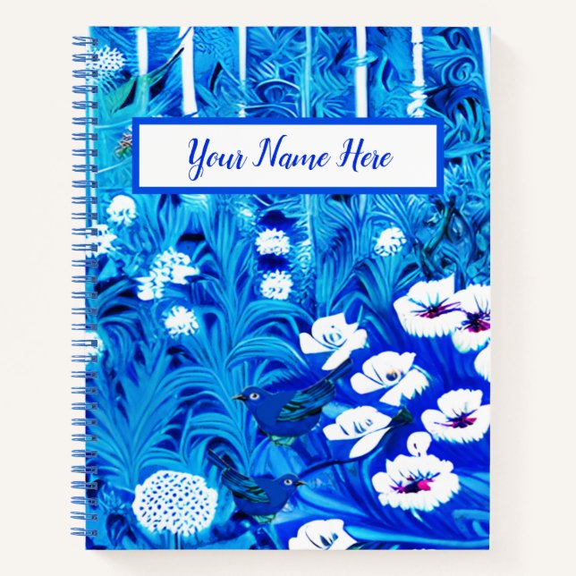 Cuaderno Fantasía Forestal con flores y pájaros Journal (Anverso)