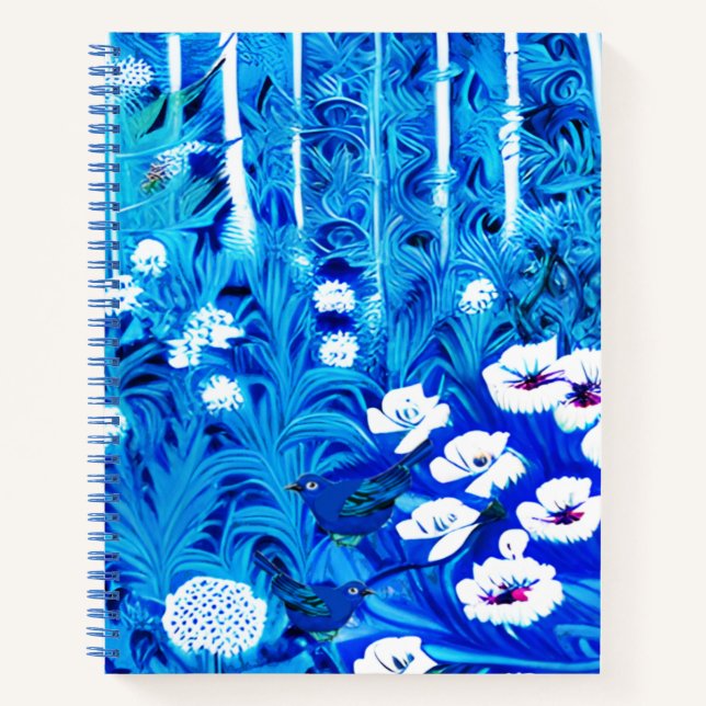 Cuaderno Fantasía Forestal con flores y pájaros Journal (Anverso)