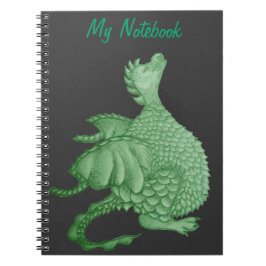 Cuaderno fantasía mítica criatura dragón verde lindo