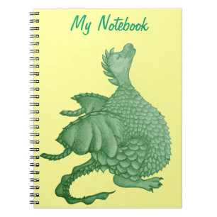 Cuaderno fantasía mítica criatura dragón verde lindo
