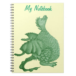 Cuaderno fantasía mítica criatura dragón verde lindo