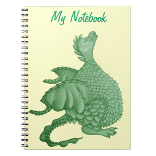 Cuaderno fantasía mítica criatura dragón verde lindo