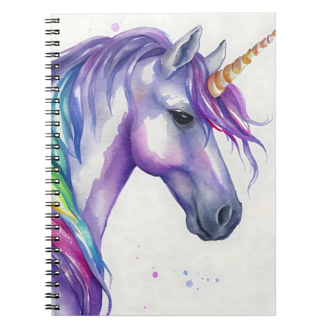 Cuaderno Fantasía morada y arcoiris Unicornio (Frente)