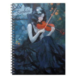 Cuaderno Fantasía oscura violinista gótico en el Jardín de 