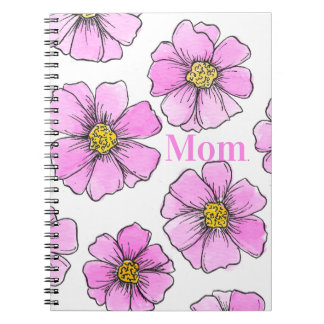 Cuaderno Fantasía y flores de acuarela rosadas 