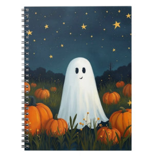 Cuaderno Fantasma blanco suave con calabazas