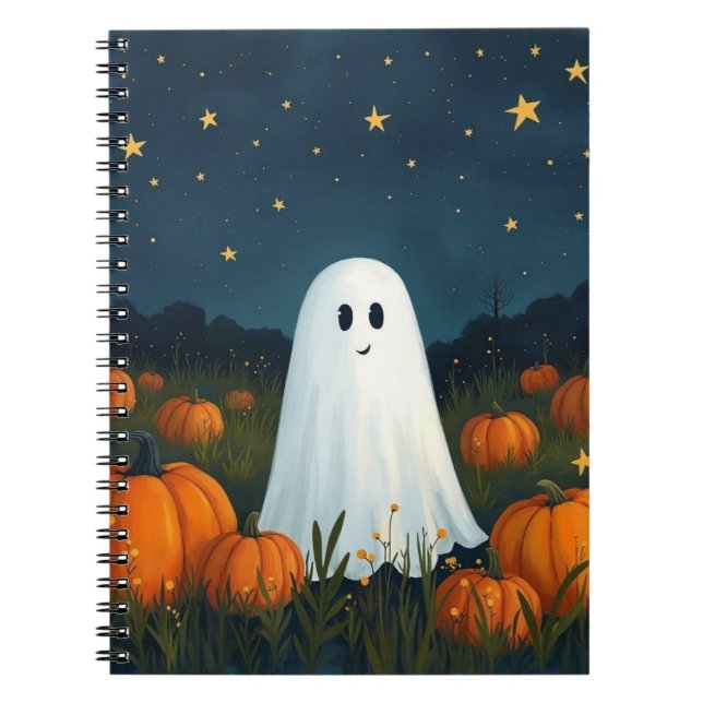 Cuaderno Fantasma blanco suave con calabazas (Frente)