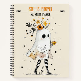 Cuaderno Fantasma con girasoles y nombre Halloween de lo má