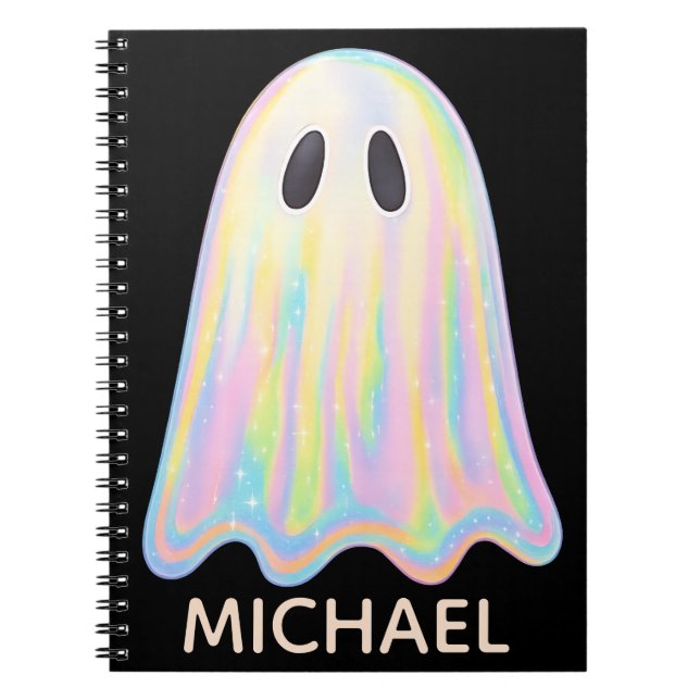 Cuaderno Fantasma de Arcoíris Pastel Adorable | Espeluznant (Frente)