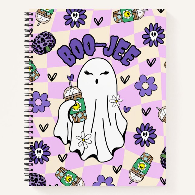 Cuaderno Fantasma de Boo-Jee Halloween con café helado (Anverso)