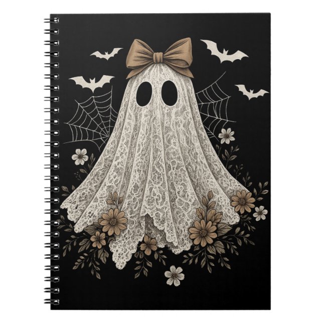 Cuaderno Fantasma de encaje elegante con lazo | Fantasma fl (Frente)