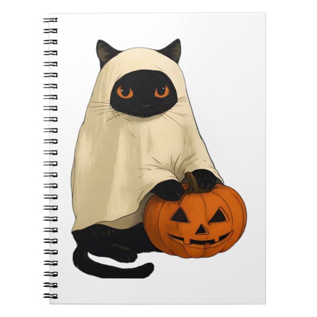 Cuaderno Fantasma de gato negro con camiseta esencial de ca (Frente)