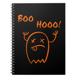 Cuaderno Fantasma de Halloween Boo Hooo Oscuro Monocromo