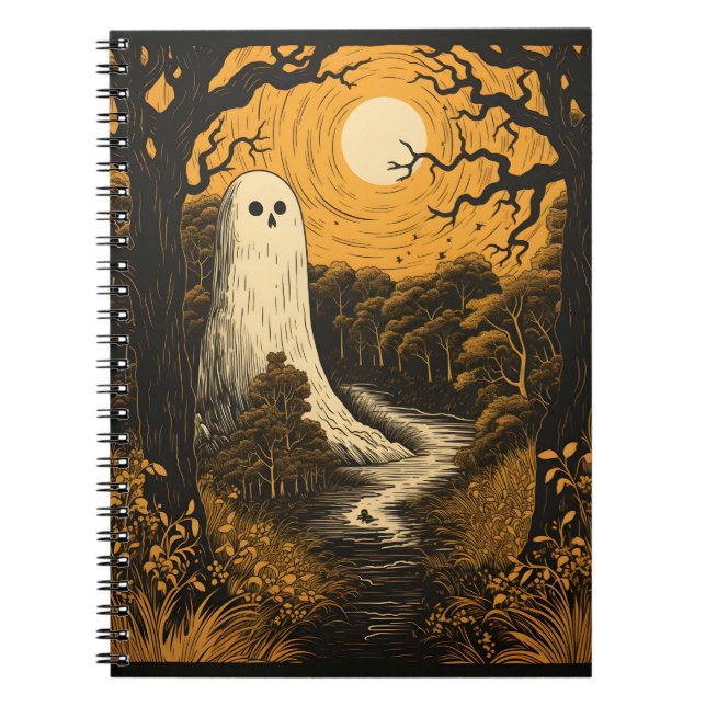 Cuaderno Fantasma De Halloween En El Bosque, Espectacular F (Frente)
