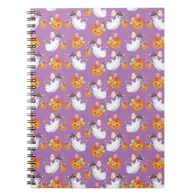 Cuaderno Fantasma de Halloween y dulces sin fisuras clipbo (Frente)