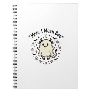 Cuaderno Fantasma de vaca linda diseño vintage de Halloween