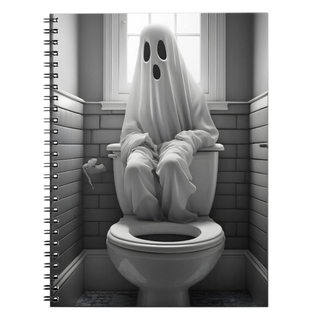 Cuaderno Fantasma divertida sentada en el baño (Frente)