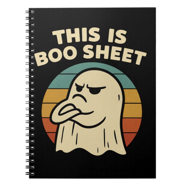 Cuaderno Fantasma Divertido "Esto Es Hoja de Boo" Retro Hal (Frente)