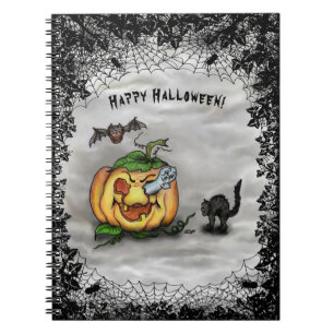 Cuaderno Fantasma, Gato, Bat y Calabaza, ¡Feliz Halloween!