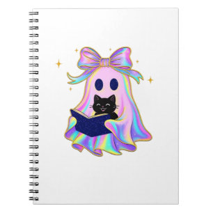 Cuaderno Fantasma iridiscente con un libro y una camiseta c
