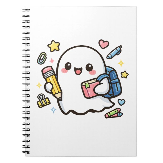 Cuaderno Fantasma Kawaii Cute de la Escuela con Mochila (Frente)