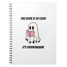 Cuaderno Fantasma leyendo un libro gráfico de Halloween