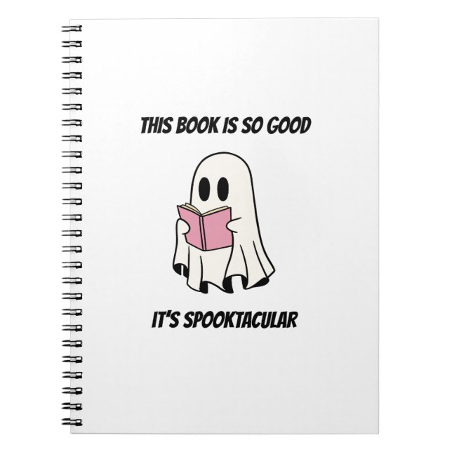 Cuaderno Fantasma leyendo un libro gráfico de Halloween (Frente)
